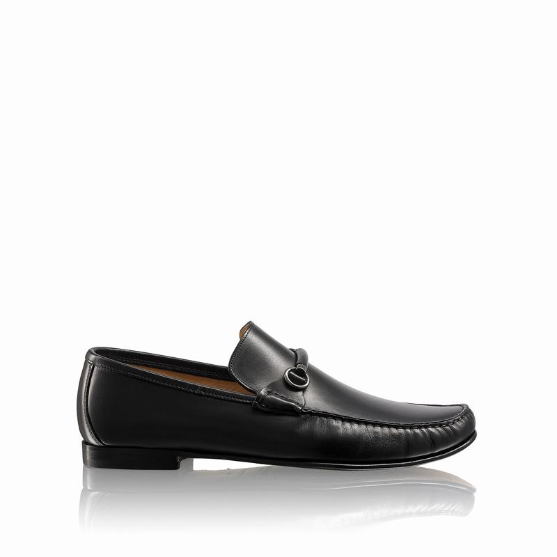 Russell & Bromley Misty Snaffle Trimmed Loafers Men's Black [QVN5164QF]